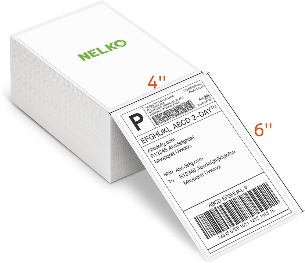 Nelko Genuine 4x6 Direct Thermal Shipping Label Pack of 500 Fan-Fold Labels